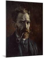 Self-Portrait with Pipe, 1886-Vincent van Gogh-Mounted Giclee Print