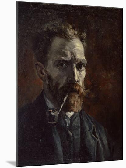 Self-Portrait with Pipe, 1886-Vincent van Gogh-Mounted Giclee Print