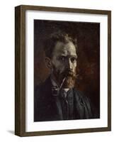 Self-Portrait with Pipe, 1886-Vincent van Gogh-Framed Giclee Print