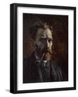 Self-Portrait with Pipe, 1886-Vincent van Gogh-Framed Giclee Print