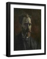 Self-portrait with pipe, 1886-Vincent van Gogh-Framed Giclee Print