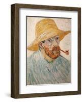 Self-Portrait with Pipe and Straw Hat, c.1888-Vincent van Gogh-Framed Giclee Print