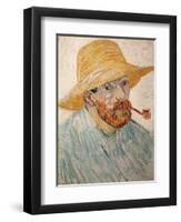 Self-Portrait with Pipe and Straw Hat, c.1888-Vincent van Gogh-Framed Giclee Print