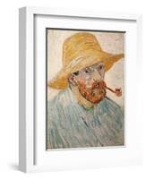 Self-Portrait with Pipe and Straw Hat, c.1888-Vincent van Gogh-Framed Giclee Print