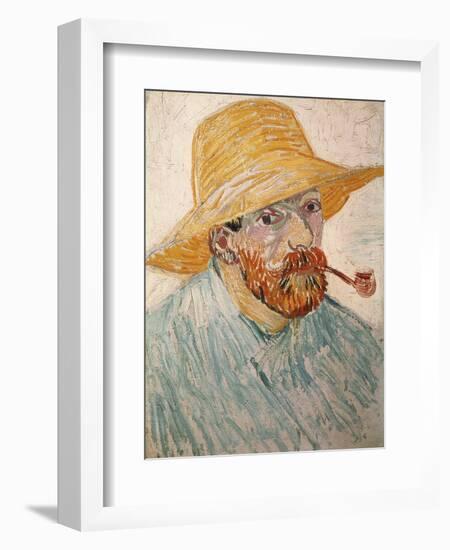 Self-Portrait with Pipe and Straw Hat, c.1888-Vincent van Gogh-Framed Giclee Print