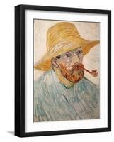 Self-Portrait with Pipe and Straw Hat, c.1888-Vincent van Gogh-Framed Giclee Print