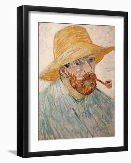 Self-Portrait with Pipe and Straw Hat, c.1888-Vincent van Gogh-Framed Giclee Print