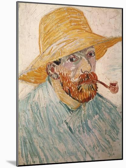 Self-Portrait with Pipe and Straw Hat, c.1888-Vincent van Gogh-Mounted Giclee Print