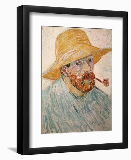 Self-Portrait with Pipe and Straw Hat, c.1888-Vincent van Gogh-Framed Premium Giclee Print