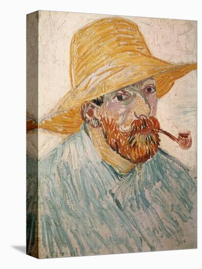 Self-Portrait with Pipe and Straw Hat, c.1888-Vincent van Gogh-Stretched Canvas