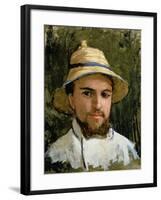 Self Portrait with Pith Helmet-Gustave Caillebotte-Framed Giclee Print