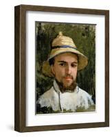 Self Portrait with Pith Helmet-Gustave Caillebotte-Framed Giclee Print