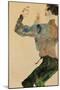 Self-Portrait with Raised Arms, Rear View, 1912-Egon Schiele-Mounted Giclee Print