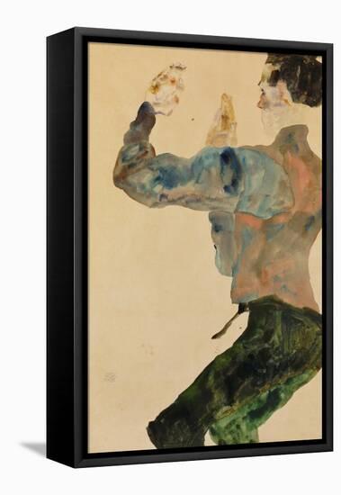 Self-Portrait with Raised Arms, Rear View, 1912-Egon Schiele-Framed Stretched Canvas