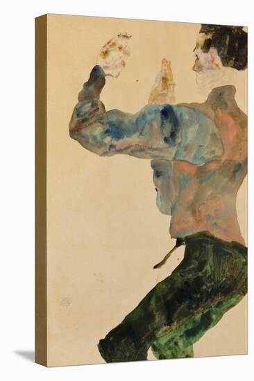 Self-Portrait with Raised Arms, Rear View, 1912-Egon Schiele-Stretched Canvas