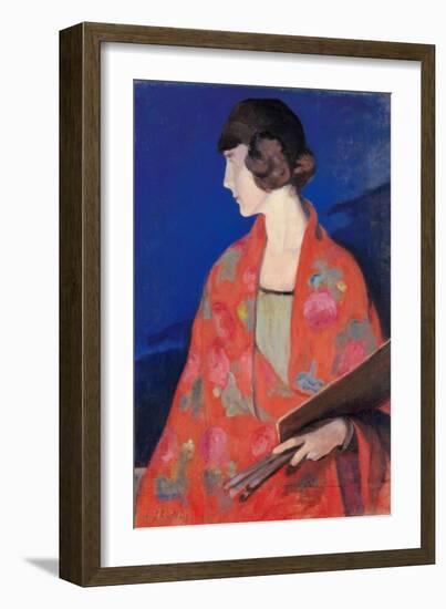 Self Portrait with Red Shawl-Elisabeth Chaplin-Framed Art Print