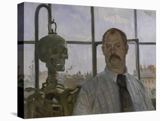 Self Portrait with Skeleton, 1896-Lovis Corinth-Stretched Canvas