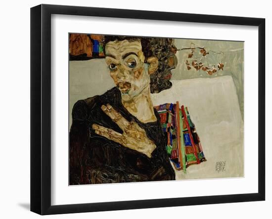 Self-Portrait with Spread Fingers, 1911-Egon Schiele-Framed Giclee Print