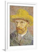 Self Portrait with Straw Hat 1887 Vincent Van Gogh-null-Framed Art Print