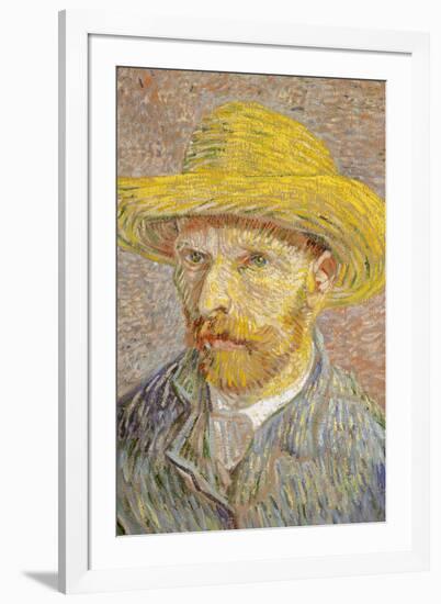 Self Portrait with Straw Hat 1887 Vincent Van Gogh-null-Framed Art Print