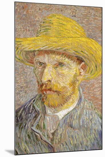 Self Portrait with Straw Hat 1887 Vincent Van Gogh-null-Mounted Art Print