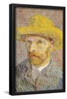 Self Portrait with Straw Hat 1887-Vincent van Gogh-Framed Poster