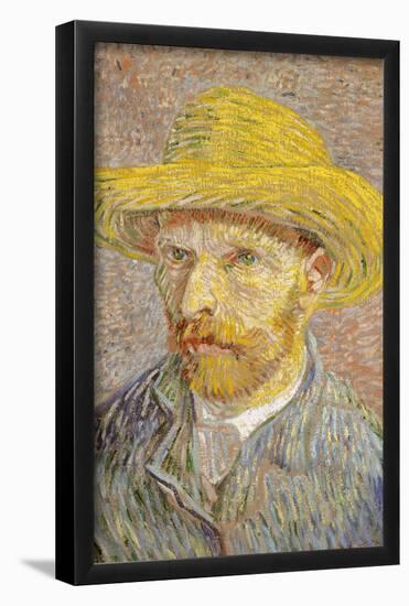 Self Portrait with Straw Hat 1887-Vincent van Gogh-Framed Poster