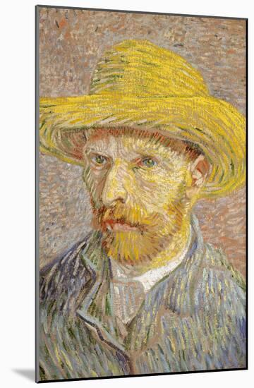 Self Portrait with Straw Hat 1887-Vincent van Gogh-Mounted Poster