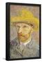 Self Portrait with Straw Hat 1887-Vincent van Gogh-Framed Poster