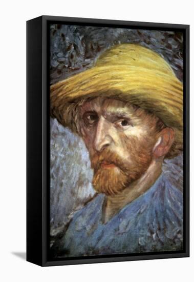 Self Portrait with Straw Hat, 1887-Vincent van Gogh-Framed Stretched Canvas