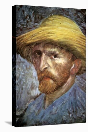 Self Portrait with Straw Hat, 1887-Vincent van Gogh-Stretched Canvas