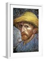 Self Portrait with Straw Hat, 1887-Vincent van Gogh-Framed Giclee Print