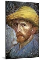 Self Portrait with Straw Hat, 1887-Vincent van Gogh-Mounted Giclee Print