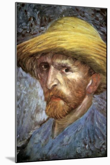 Self Portrait with Straw Hat, 1887-Vincent van Gogh-Mounted Giclee Print