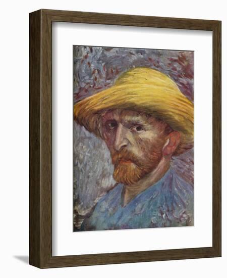 'Self Portrait with Straw Hat', 1887-Vincent van Gogh-Framed Giclee Print