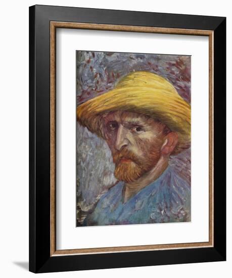 'Self Portrait with Straw Hat', 1887-Vincent van Gogh-Framed Giclee Print