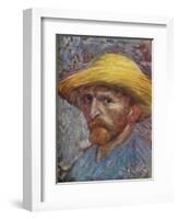 'Self Portrait with Straw Hat', 1887-Vincent van Gogh-Framed Giclee Print