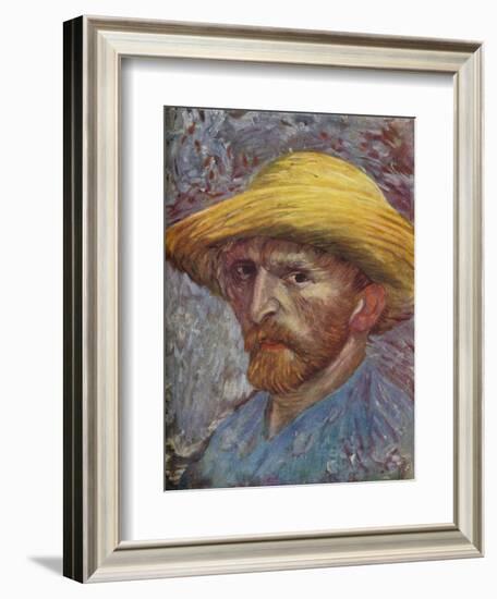 'Self Portrait with Straw Hat', 1887-Vincent van Gogh-Framed Giclee Print