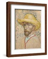 Self Portrait with Straw Hat, 1887-Vincent van Gogh-Framed Giclee Print