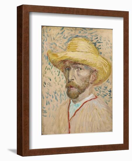 Self Portrait with Straw Hat, 1887-Vincent van Gogh-Framed Giclee Print