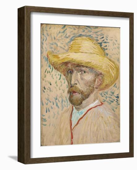 Self Portrait with Straw Hat, 1887-Vincent van Gogh-Framed Giclee Print