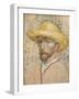 Self Portrait with Straw Hat, 1887-Vincent van Gogh-Framed Giclee Print