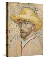 Self Portrait with Straw Hat, 1887-Vincent van Gogh-Stretched Canvas