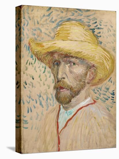 Self Portrait with Straw Hat, 1887-Vincent van Gogh-Stretched Canvas