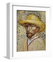 Self-Portrait with Straw Hat-Vincent van Gogh-Framed Art Print