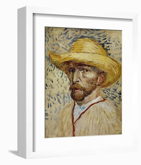 Self-Portrait with Straw Hat-Vincent van Gogh-Framed Art Print