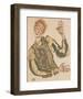 Self-Portrait with Striped Armlets-Egon Schiele-Framed Art Print