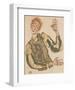 Self-Portrait with Striped Armlets-Egon Schiele-Framed Art Print