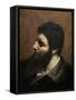 Self Portrait with Striped Collar-Gustave Courbet-Framed Stretched Canvas