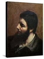 Self Portrait with Striped Collar-Gustave Courbet-Stretched Canvas